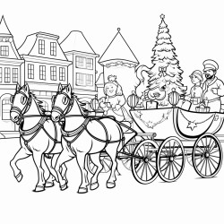 coloring pages christmas parade cartoonstyle thick lines no shadow