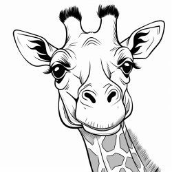 retro cartoon picture of a closeup face of a giraffe
