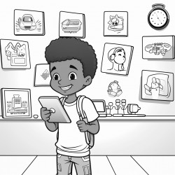 a black digital marketer working with there advertisements on the wall behind them