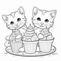 three cats eating ice cream