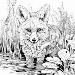 red fox eating bamboo