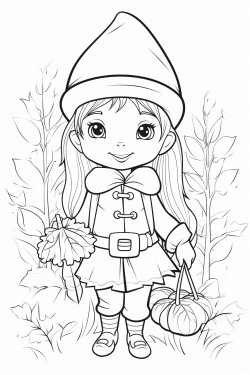 gnome woman berries grass leaves