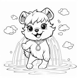 adog dancing waterfall