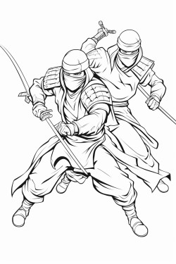 samurai warrior fighting a ninja