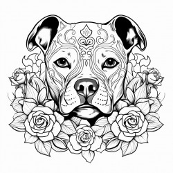 a pitbull with skulls