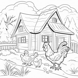 childfriendly farm yard scene to include a coq and bulll