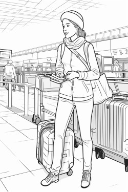 airport check in people luggage