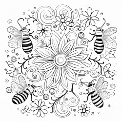 bees swirls flowers sparkles