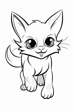 cat running coloring page black and white