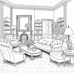 art neuveau style living room interrior