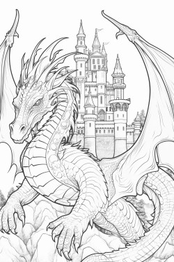 coloring dragon forest castle