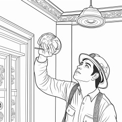 firefighter checking smoke detector
