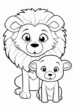 cute sheep and a lion together