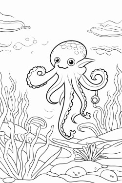 underwater adventure  fishcoral reefsand a playful octopus