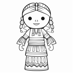create a pencil sketch of a worry doll from guatemala