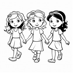 4 girls walking back holding hands