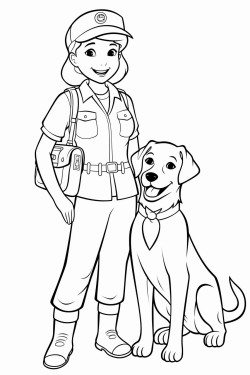 a female animal control officer with a labrador retriever that has big font animal control officer