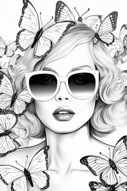 woman with butterfly sunglasses