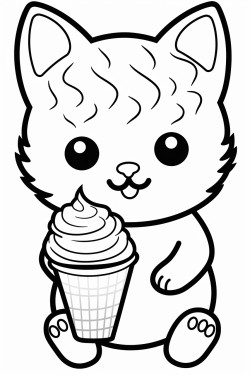 kitten eating an ice cream cone