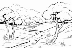 make me a drawing of a background with trees and grass
