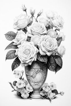 a serene still life with white roses in a delicate porcelain vase