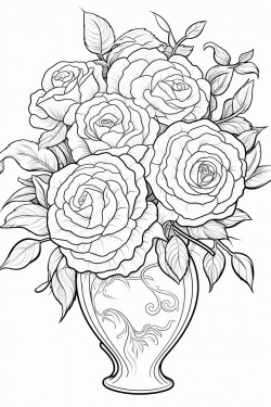 a vase of roses