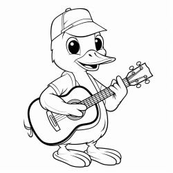 duck playing acoustic guitar