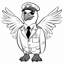 eagle wearing a suit of airplane pilot