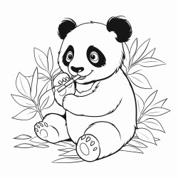panda eats leaves