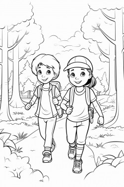 kids hiking on nature trail
