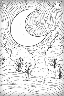 falling stars a clear autumn night sky with bold stars and a crescent moon