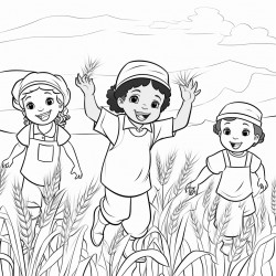 black hebrew children playing in the wheat field