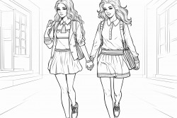 two female students are going to school