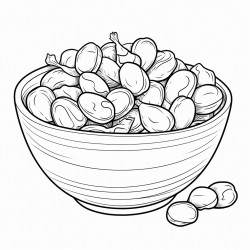 illustrate a bowl filled with mixed nuts by the theme of kawaii