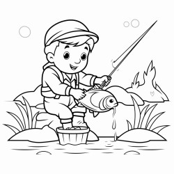 fishing coloring page