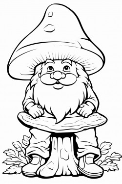 gnome sitting on a giant mushroom