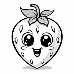 cartoon character of a strawberry with a face