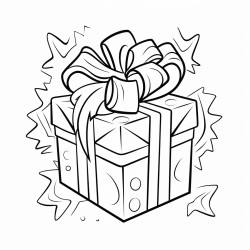 cozy christmas gift coloring book page no colors black and bold lines