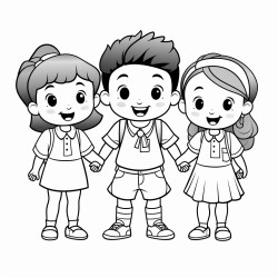 happy friends in school