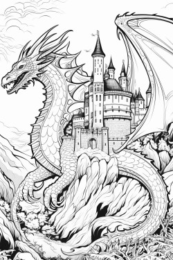 coloring dragon forest castle