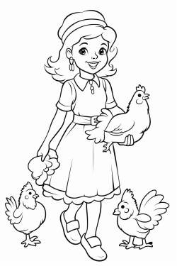 girl with chickens