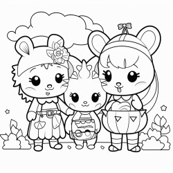 cute kawaii animal trick or treating