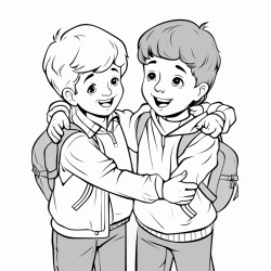happy boy friends in school helping each other be kind to others