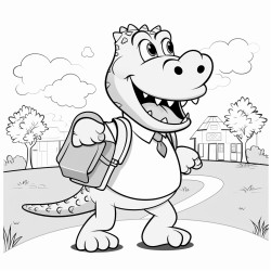 alligator going to school