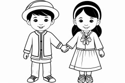 hmong boy holding his moms hand