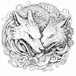 a snake and a wolf together