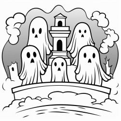 ghosts flying around graveyard