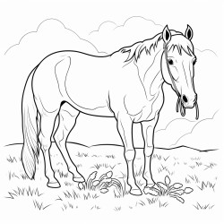 horse eating grass