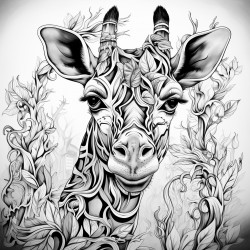 create a giraffe with mandla pattern on it and zentangle nature art