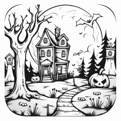 5spooky night scene with a full moon